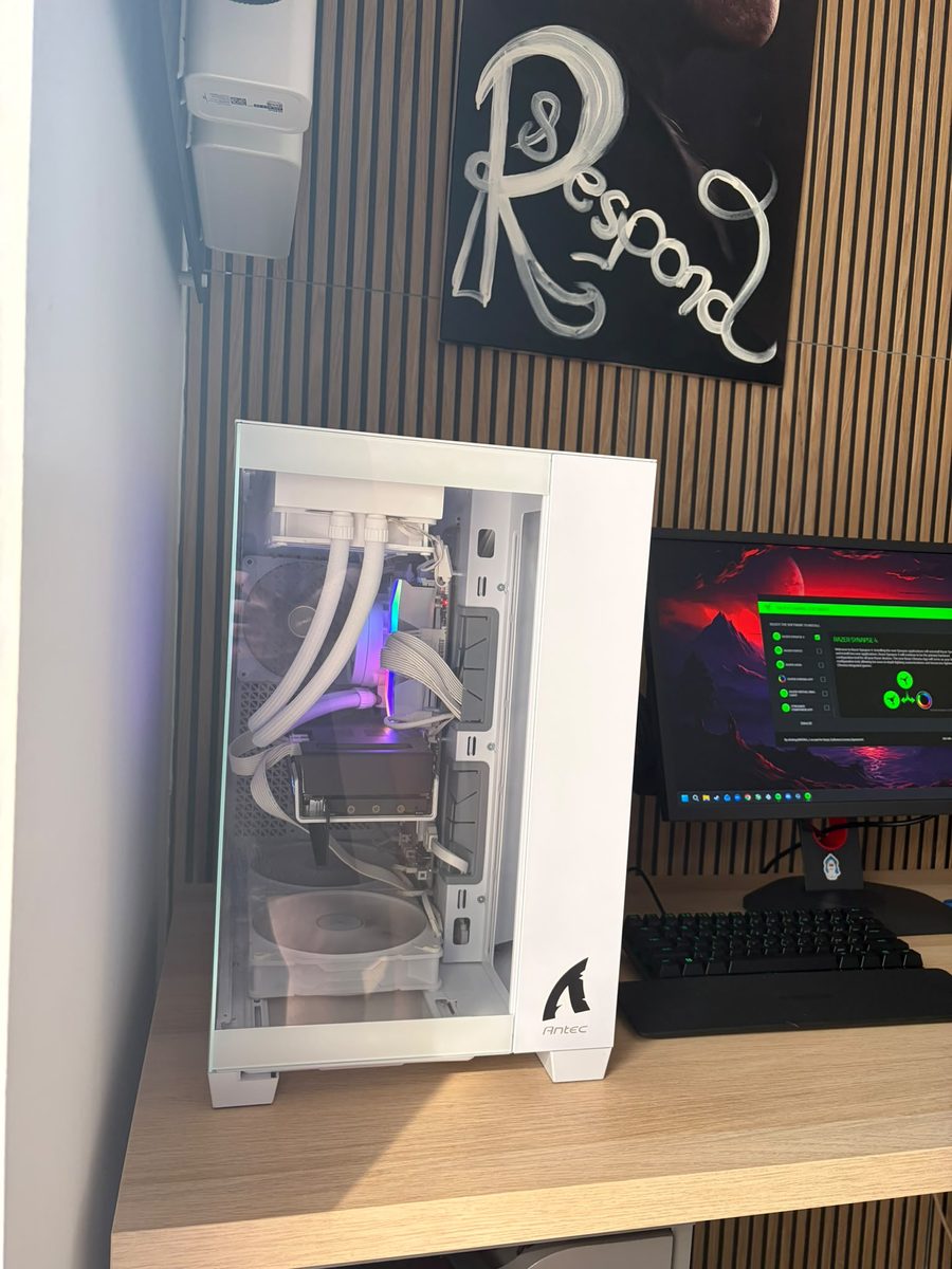White Antec build with a custom cooling loop