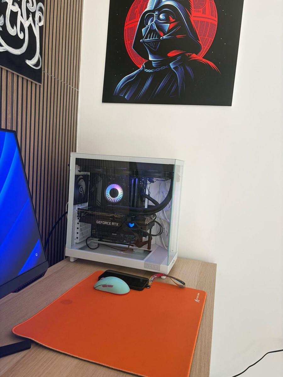 White NZXT gaming build with liquid cooling